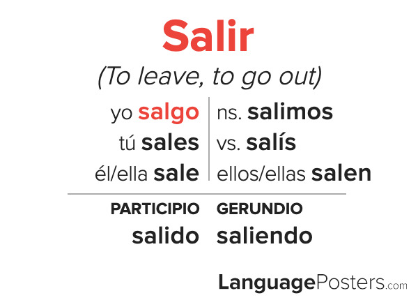 Salir Conjugation Spanish Verb Conjugation Conjugate Salir In Span 