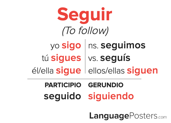 Seguir Conjugation Spanish Verb Conjugation Conjugate Seguir In Sp 